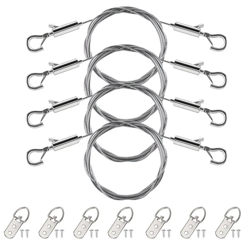 B69C Heavy Duty 28PCS Picture For Hanging Kit, Adjustable Wire& D-Rings For Mirrors, Frames, Artwork