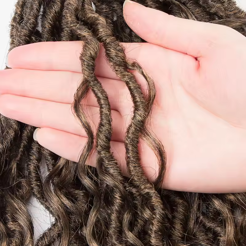 Synthetic Goddess Locs Crochet Hair Braids Curly Faux Locs Braiding Hair Extensions Wig For Women Black Hippie Boho Style - Image 5