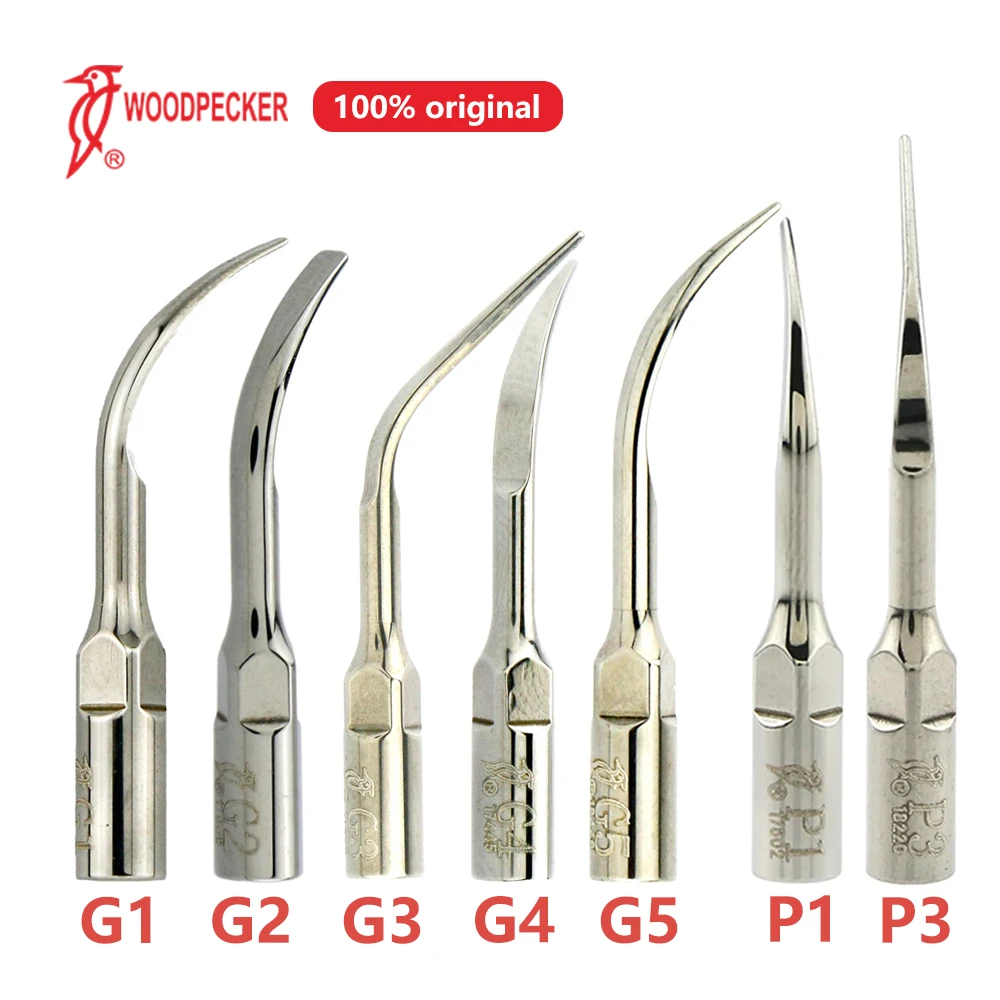 

100% Original Woodpecker Ultrasonic Scaling Tip G1 G2 G3 G4 G5 P1 P2 Dental Scaler Tips Fit EMS Satelec Acteon Dental Tips