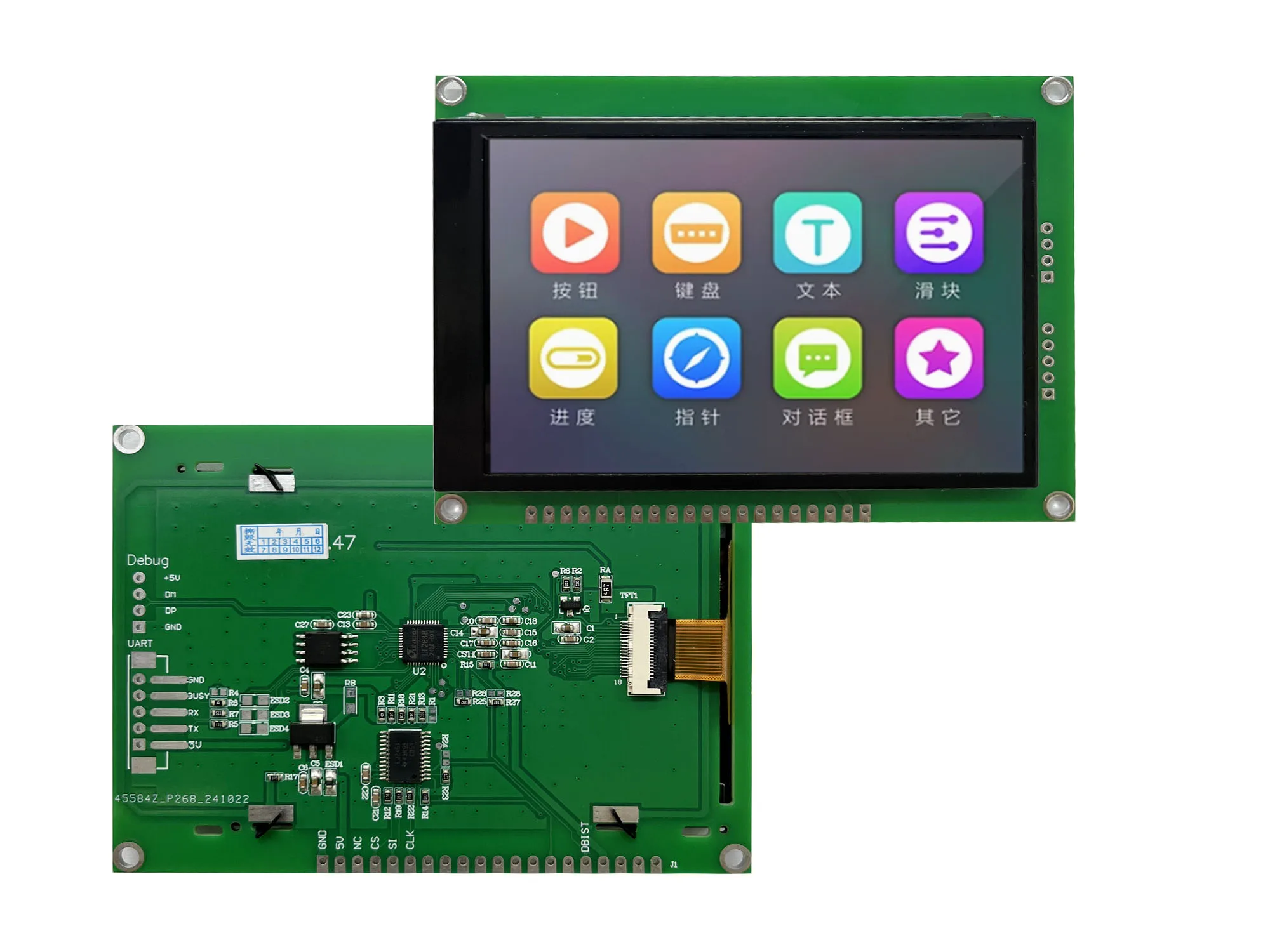 12864 TFT SPI UART ST7789 com fonte japonesa e coreana 128M flash 5v