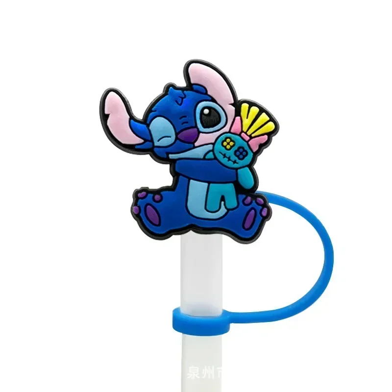 Disney Cartoon Straw Cover Cute Anime Stitch Angel Silicone Dust Stopper Straw Decoration Children\'s Party Supplies Wholesale