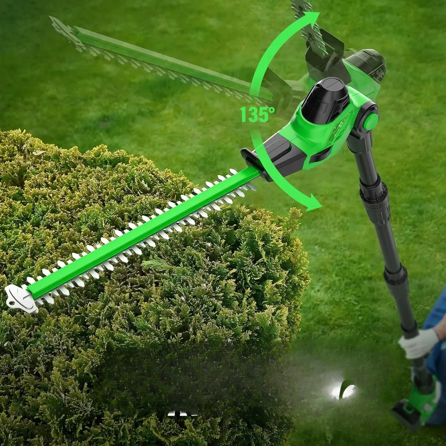 

#For for Cordless Pole Hedge Trimmer, 18-inch Electric Hedge Trimmer with Extension Pole, 14-Foot Max Reach, Multi-Angle, Batter