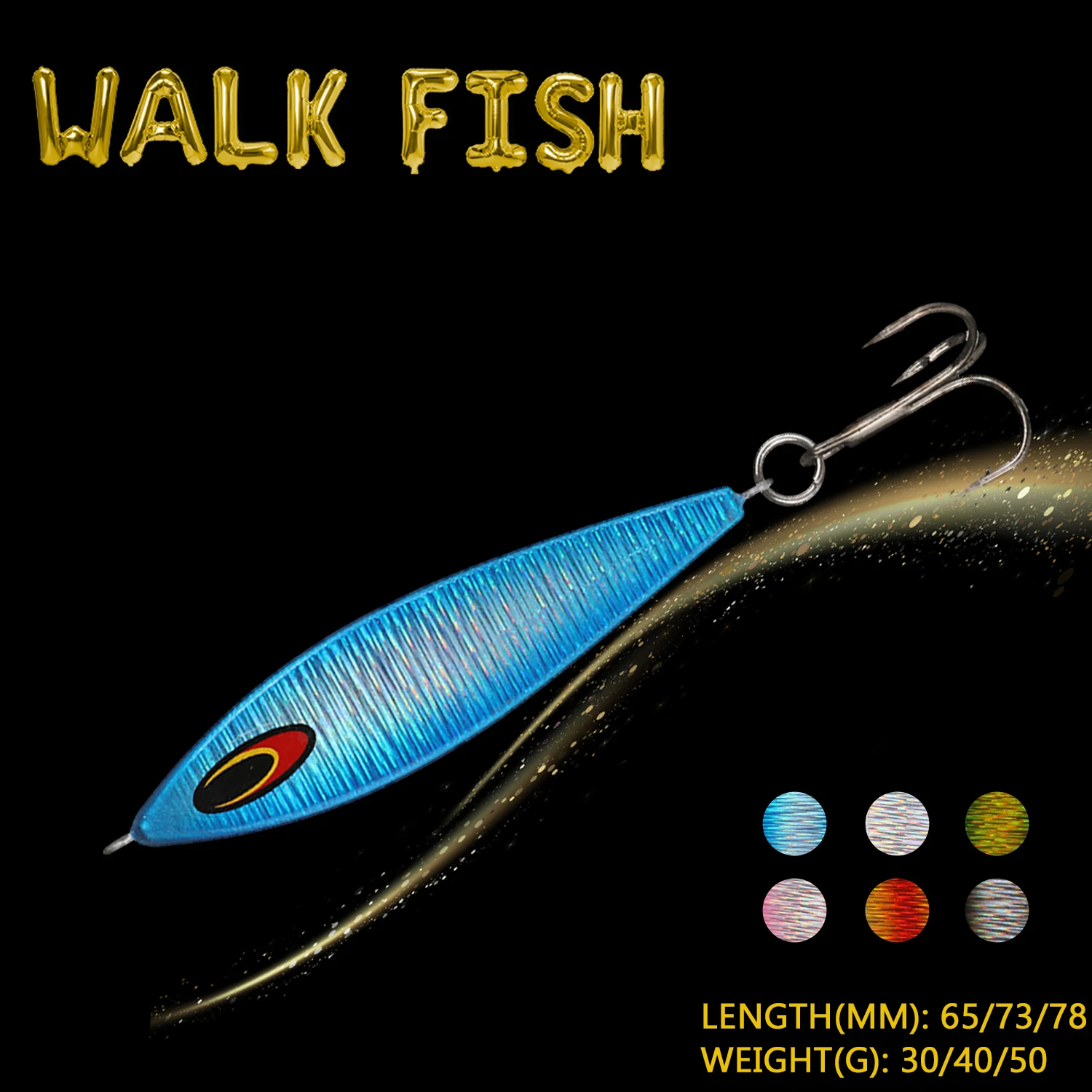 WALK FISH 1Pcs 30-50g Jigging Fishing Lure Metal Slow Shaking Luminous Iron Plate Lead Fish Lure Sinking Artificial Swimbait