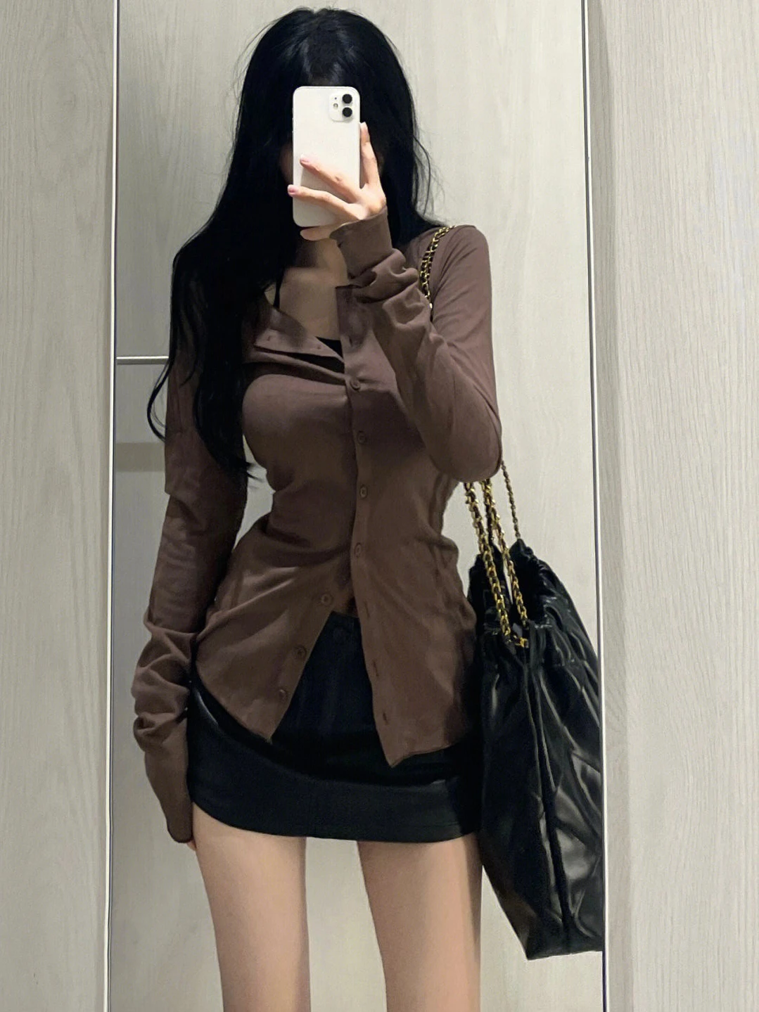 

Весенне-осенняя женская приталенная футболка с воротником, дизайнерская, базовая, стандартной длины, в стиле «Pure Desire Hot Girl»