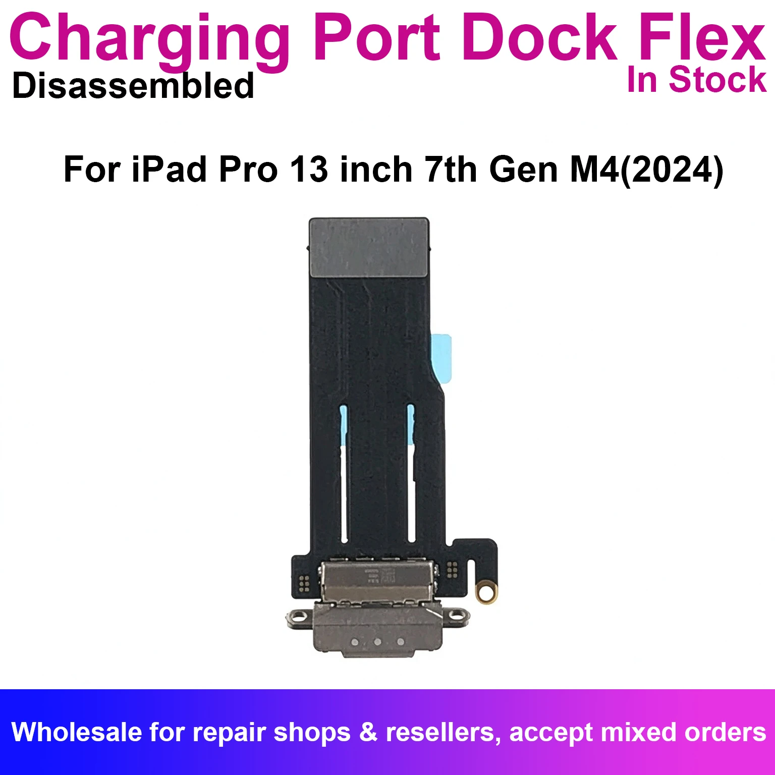 Charging Port Dock Connector Flex Cable For iPad Pro 13 inch 2024 7th Gen M4 A2925 A3007 Replacement Repair Parts