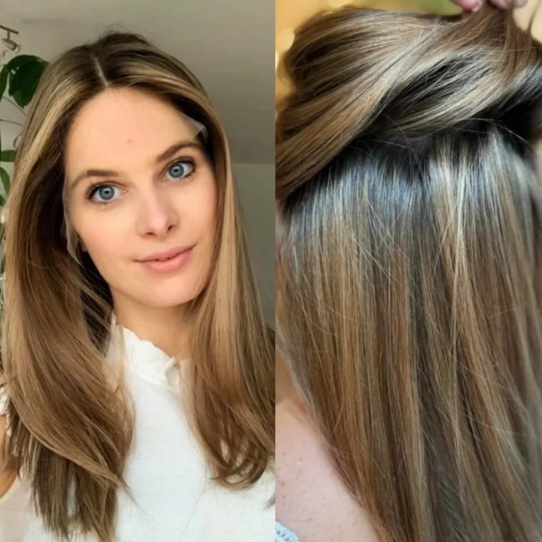 

Soft Highlight Brown Glueless Long Straight 5x5 Silk Base Jewish Human Hair With BabyHair HD Lace European Hair Preplucked