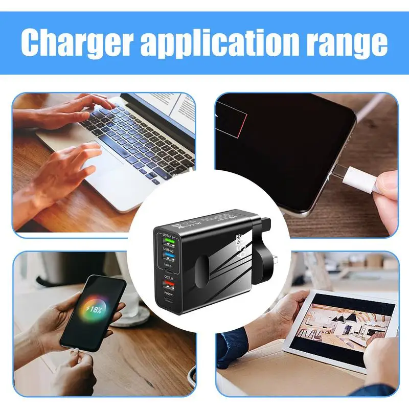 Fast USB Charger Block 65W Fast Charging Block For Phone With 3 USB And 2 Type-C Ports 3.1A Travel Charger Adapter For Tablets