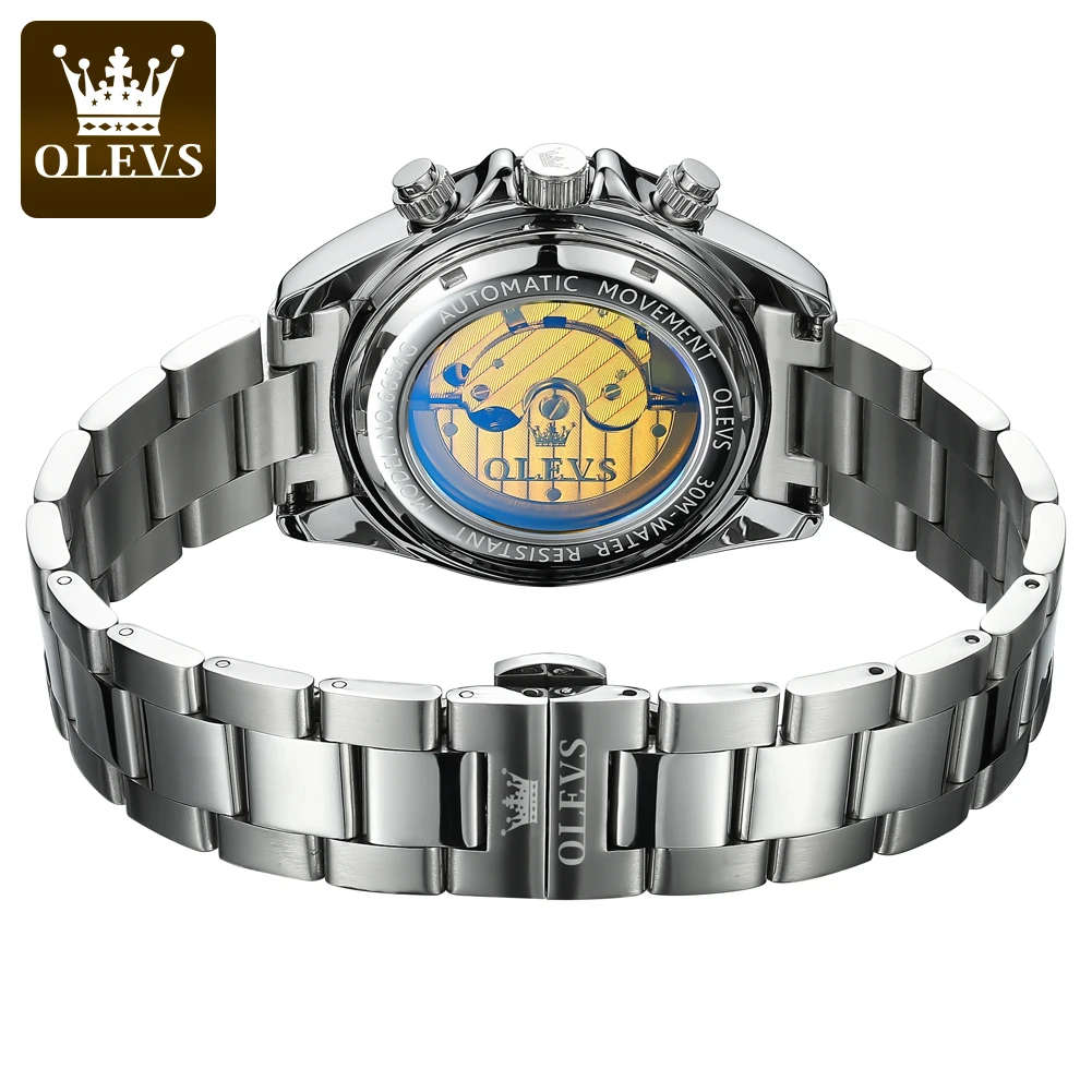 OLEVS Brand Three Eye Six Needle Men's Fully Automatic Mechanical Watch 6654