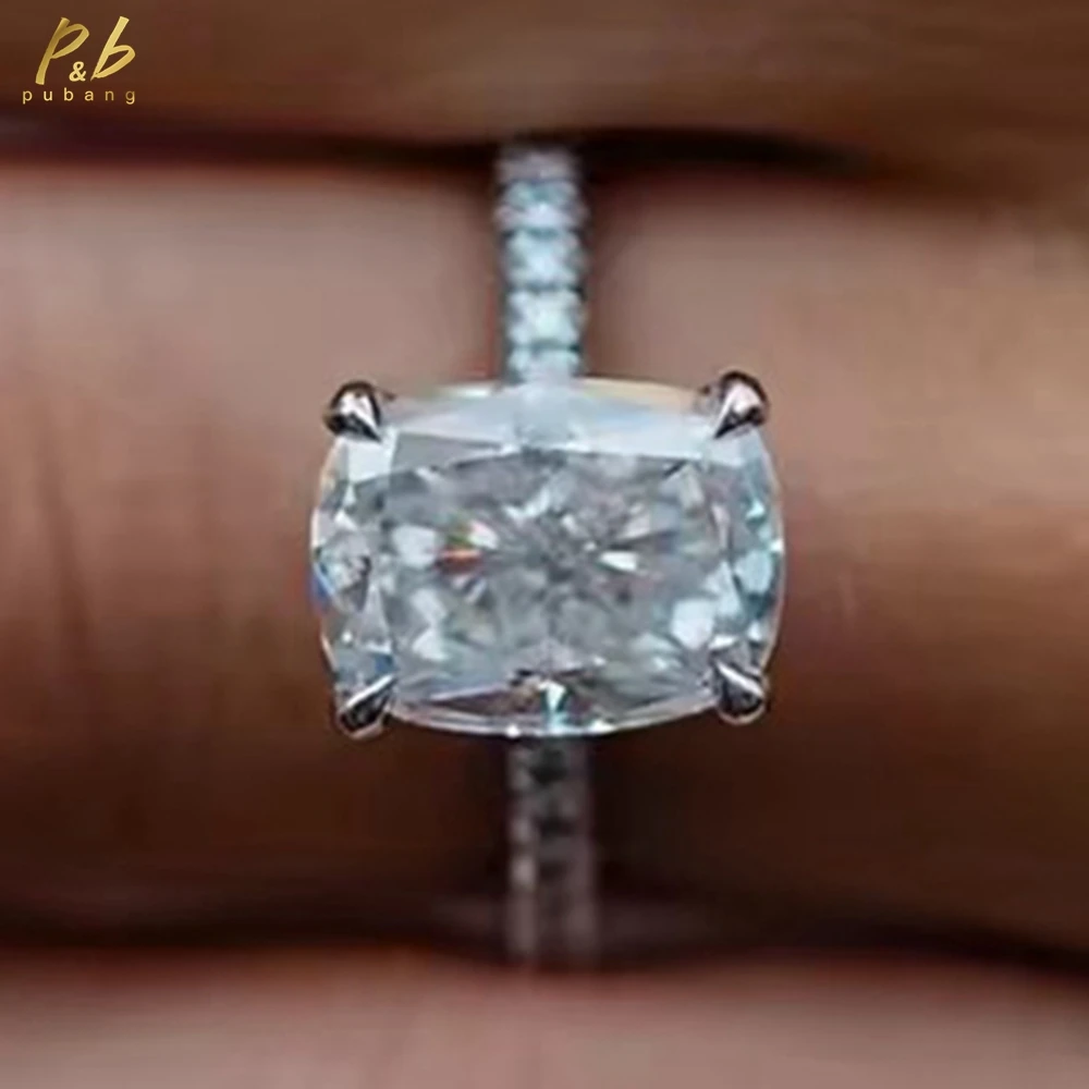 

Обручальные кольца PuBang 3EX VVS1 D цвета с муассанитом, 5 карат, удлиненное кольцо из белого золота 14 карат с измельченным льдом для свадьбы