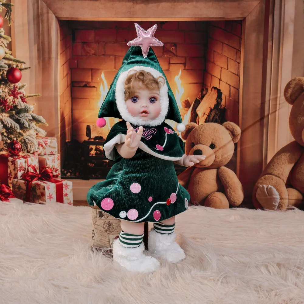 Cloveray 45 cm Originale Full Body Vinile Realistico Reborn Baby Doll 18 pollici Peluche Albero di Natale Realistico Vinile Doll Kid Regalo di Natale