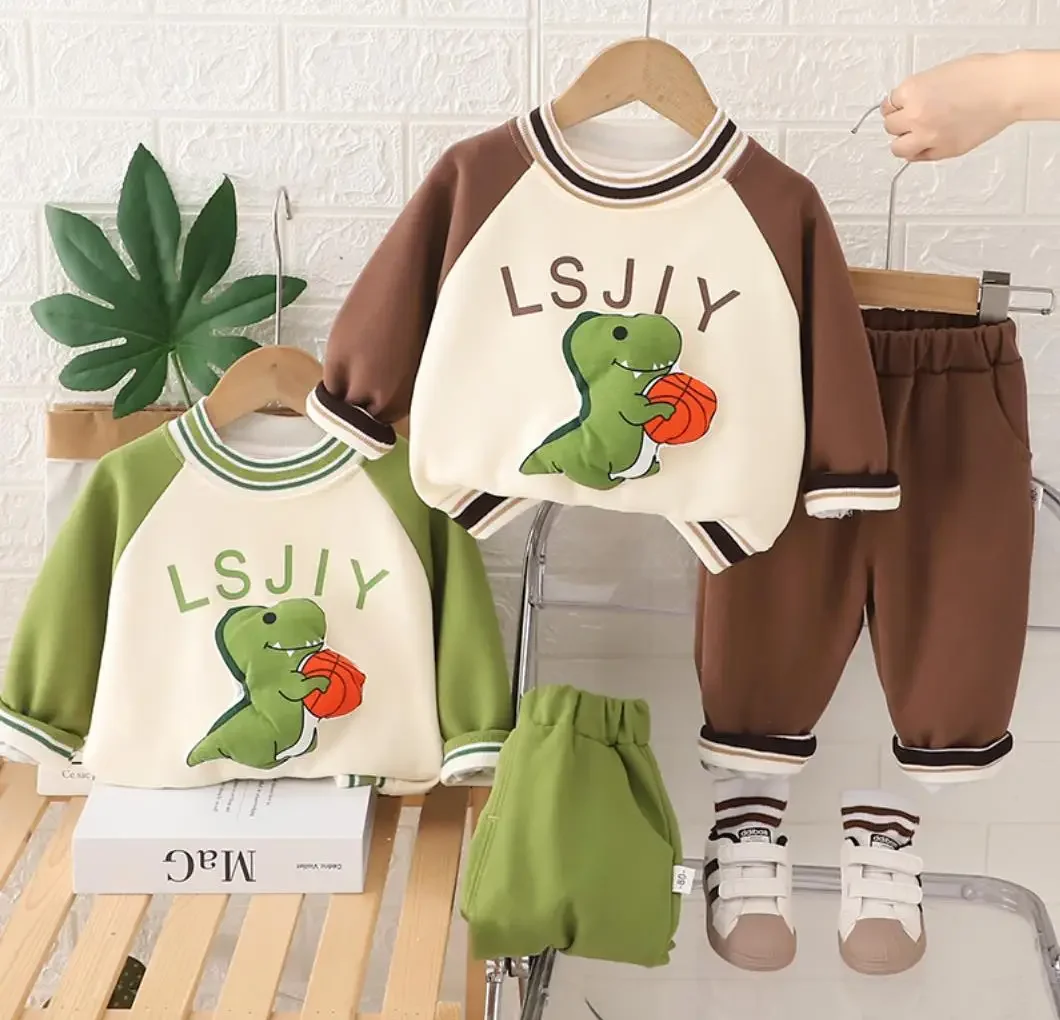 Handsome Kids Sets Korean Style 1 To 2 Years Sports Basketball Dinosaur Sweatshirt And Pants Infant Outfits Baby Boys Clothes