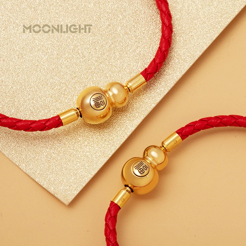 

MOONLIGHT Lucky Gourd Bracelet for Women Genuine Braided Leather Bracelet 9 Colors Fashion Accessories Hand-woven Jewelry Gifts