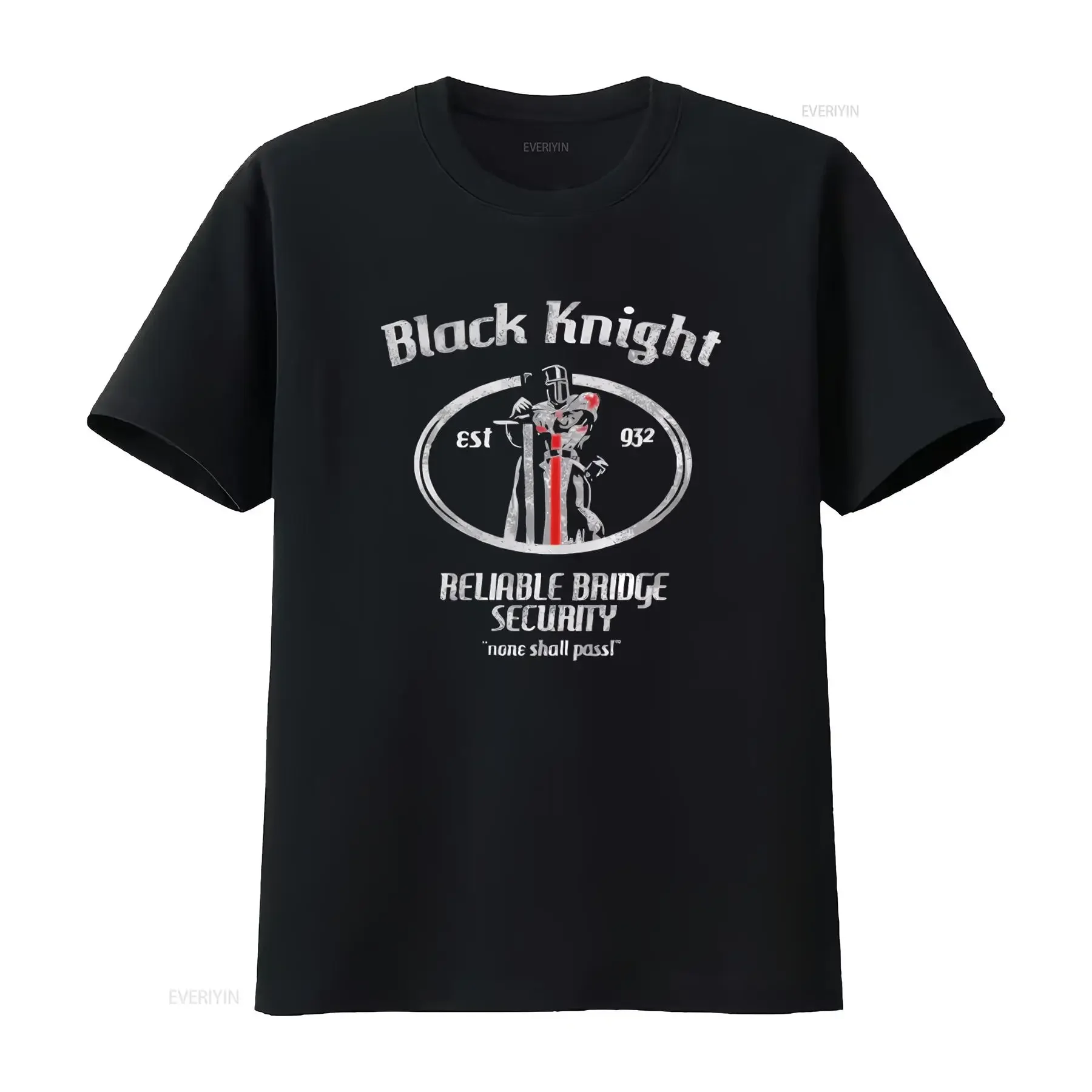 New Black Knight T Shirt Est 932 Reliable Bridge Security None Shall Pass Design Sizes S to 5XL vintage Washed streetwear Soft