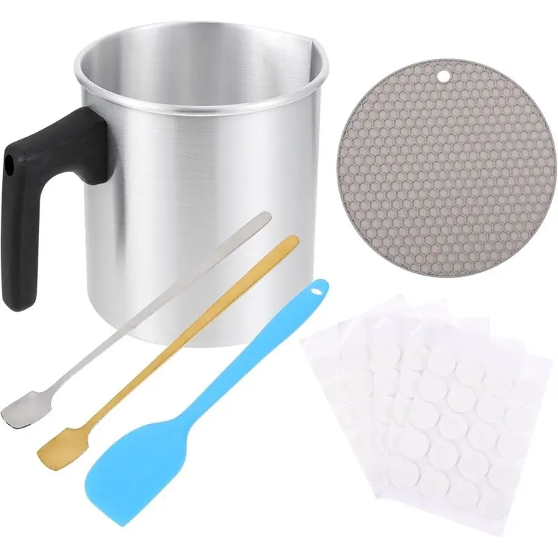 

【CHRISTMAS 】Pouring Spout Included 1.8L Stainless Steel Candle Wax Melting Pot DIY Candle Making Kit For Crafts In Random Colors