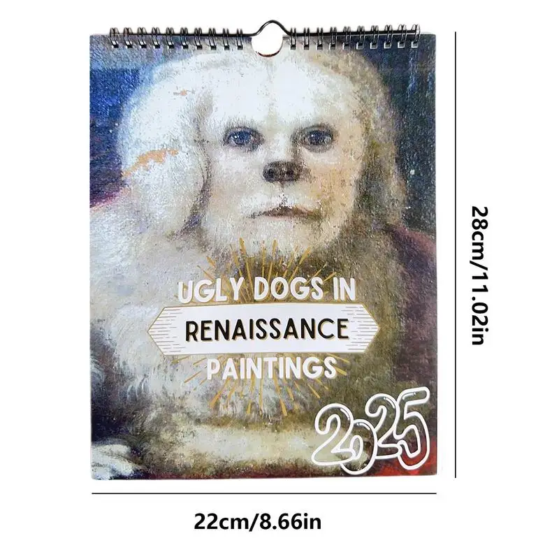 Calendrier mural pour chien médiéval, drôle, optique spéciale, robuste, cadeau pour les amoureux des chiens, 2025