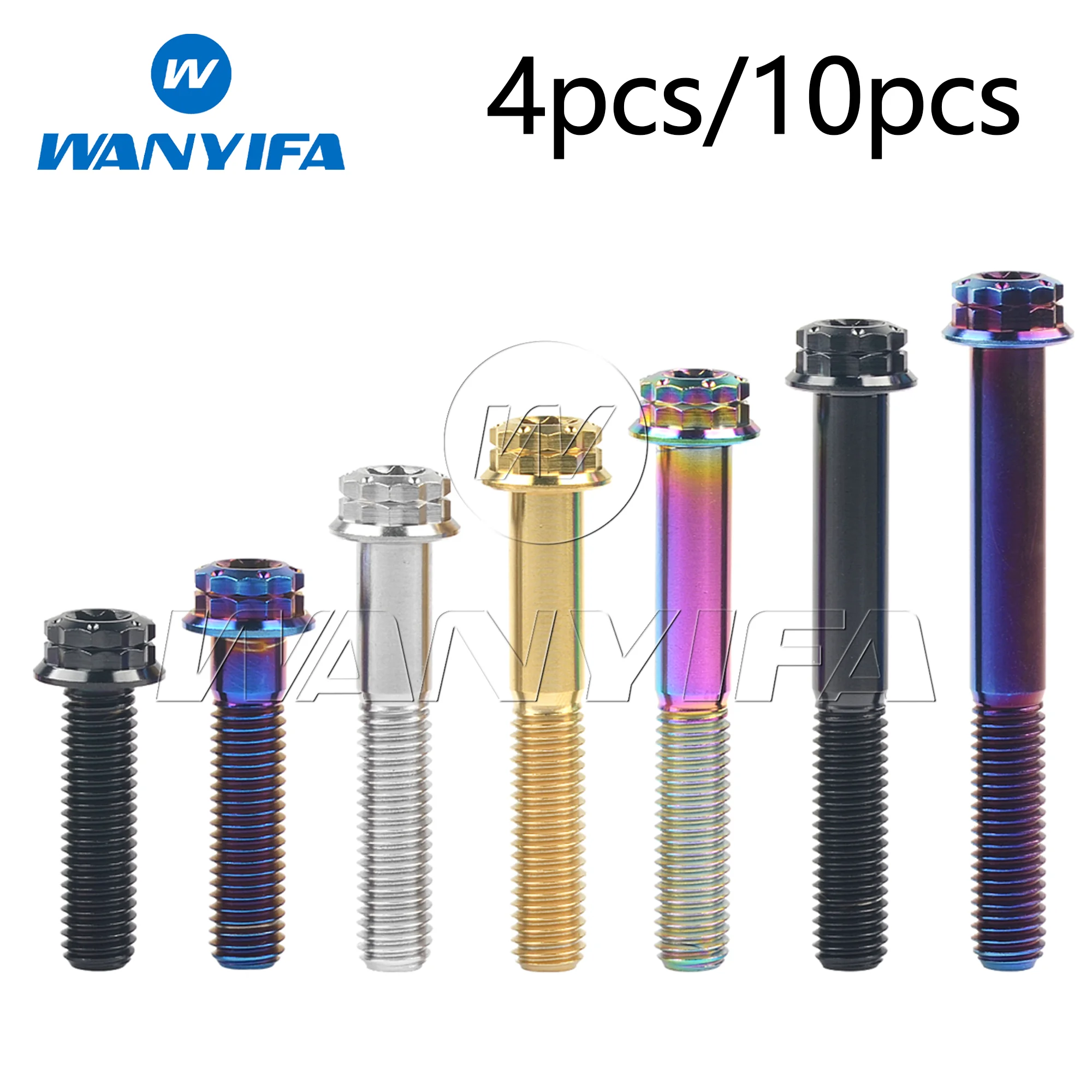 

Wanyifa Titanium Bolts M10x20 25 30 35 40 45 50 55 60 65 70mm Flange Torx Head With Marker Screws for Motorcycles 4pcs/10pcs