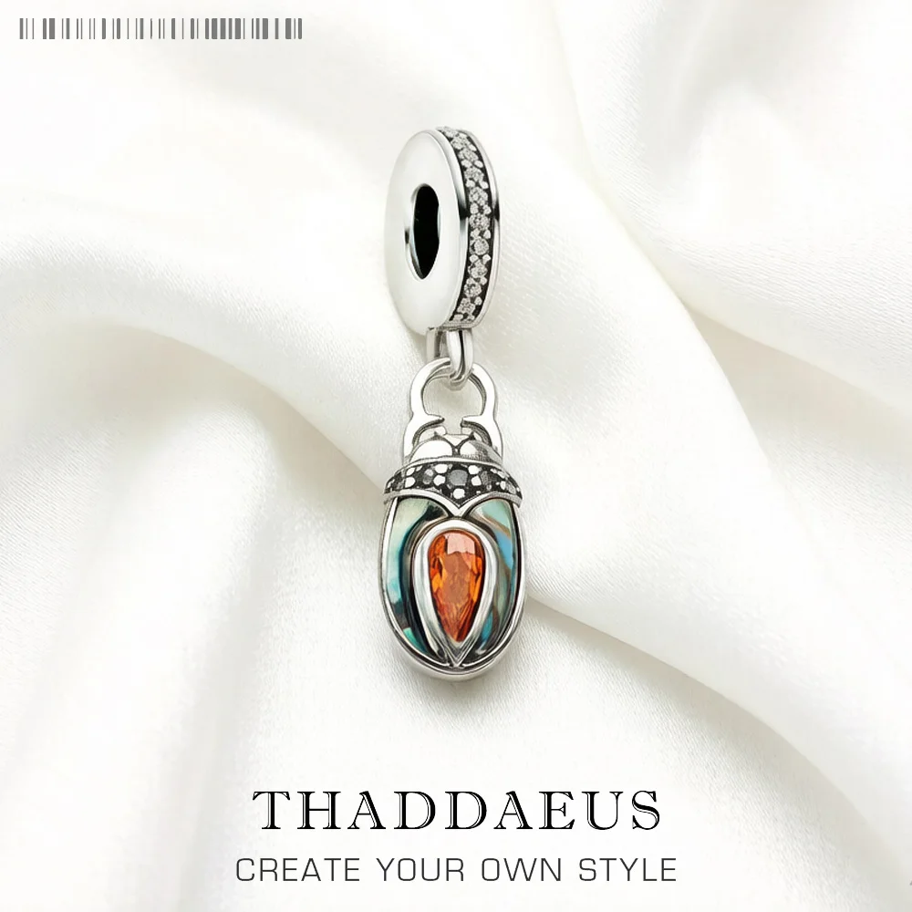 Beetle Bug Dangle Charm Women Men Summer Brand New Vintage 925 Sterling Silver Pendant