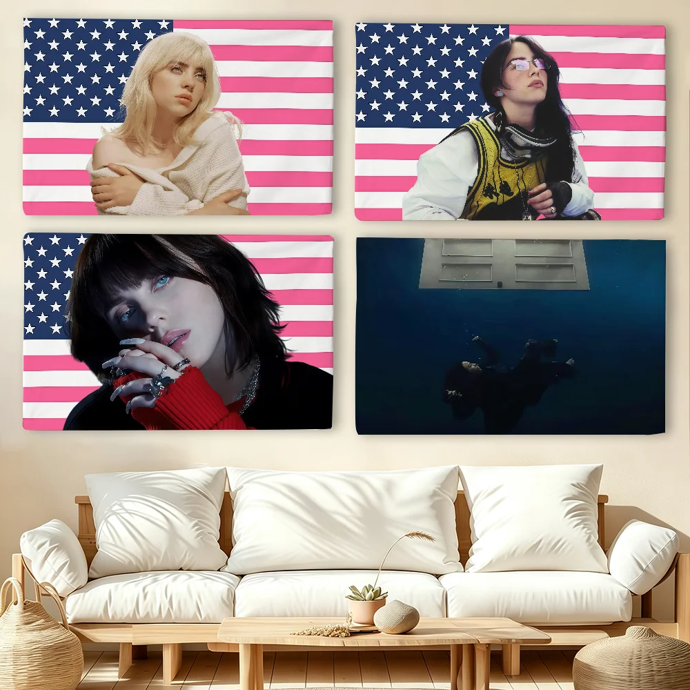 American singer B-Billie flag For Living Room Home Dorm Decor Wall Outdoor Camping Party Banner Gifts  E-Eilish