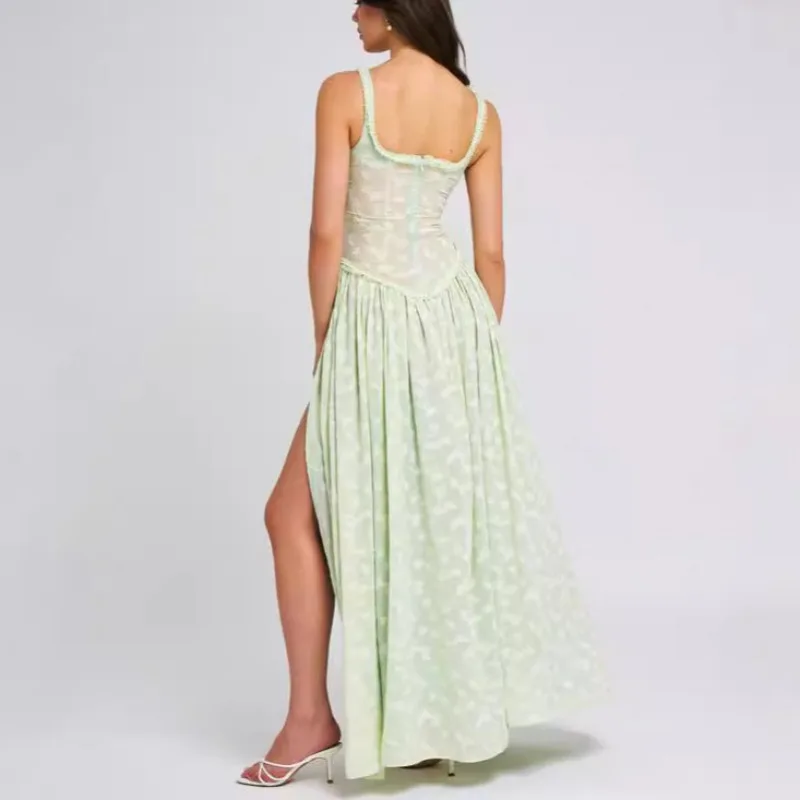 2025 sexy feminino perspectiva chiffon vestido elegante y2k chique cinta u pescoço sem mangas sem costas espartilho vestido de festa verão boho vestido