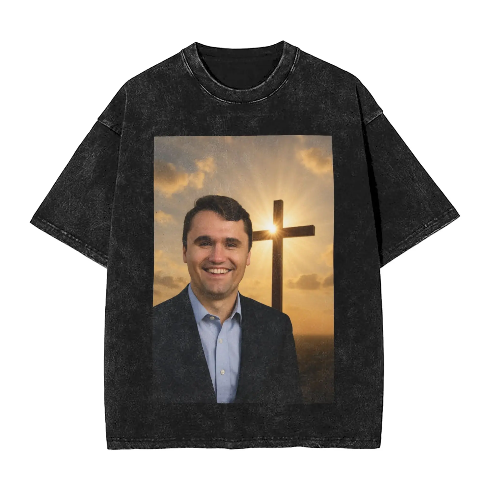 الراحة في السلام تشارلي كيرك التذكاري المحملة الرجال النساء الملابس الموضة الكلاسيكية O طوق أسود تي شيرت الصيف خمر غسلها تي شيرت