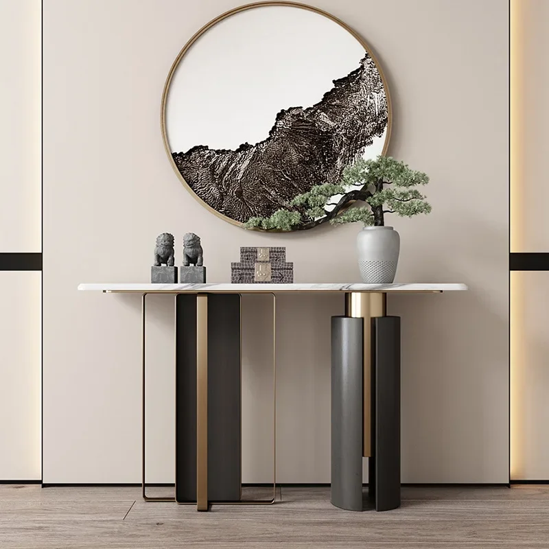Modern entrance table against the wall Ultra-narrow light luxury entrance table Entrance cabinet Living room strip case Door vie