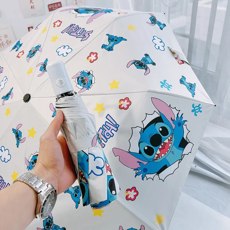 

Stitch Sun Umbrella Japan Anime - Cute Cartoon UV Protection Automatic Foldable Parasol for Kids, Sun Rain Proof Black Coating