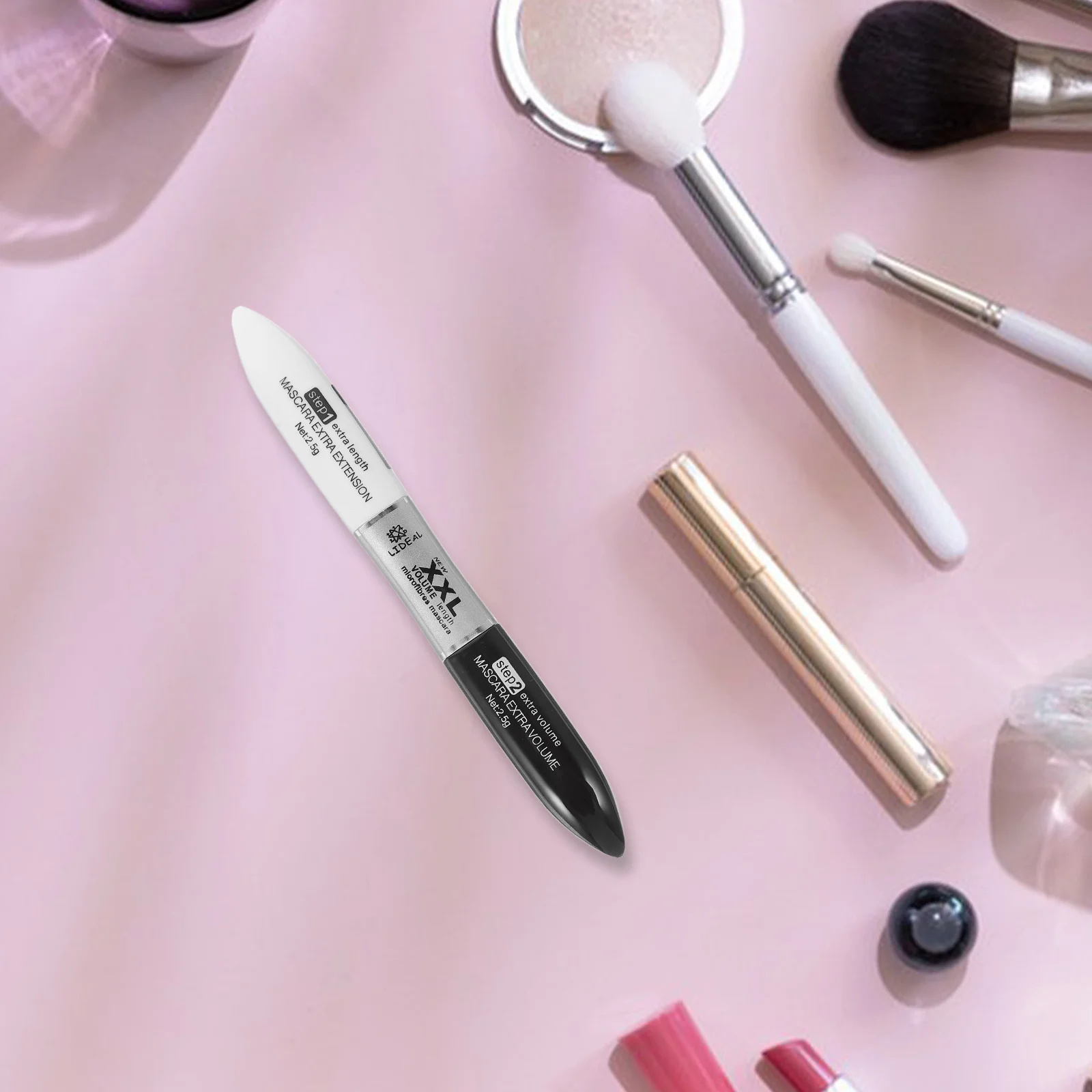 

1Pcs Waterproof Mascara Cream with Eyelash Fibers Double-End Brush for Lengthening Thickening Natural Looking Glamorous Eyes