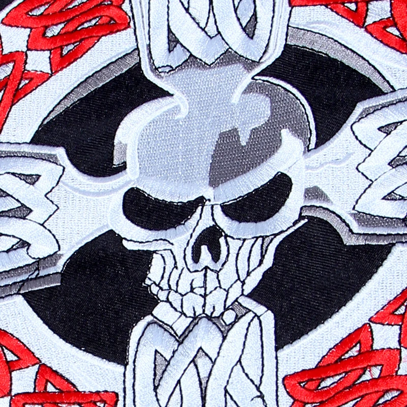 Cross Skull Large  Embroidery Patches For Clothing Emblem Applique Jacket Back Vest  Biker Clothes Garment Accessories Sew On