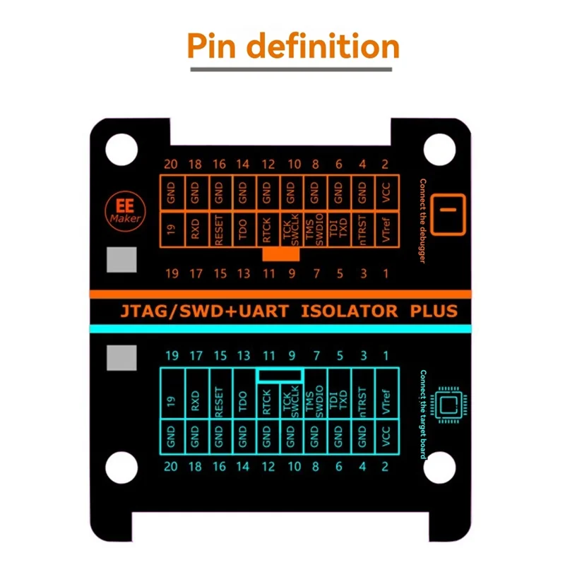

-ABAB High Voltage Isolation Simulator SWD Isolator Support JTAG/SWD/Serial Ports Of Jlink/Stlink/Daplink