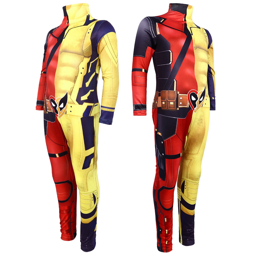 Superhero Deadpool CostumeHalloween Costume Children\'s Deadpool Cosplay MaskCostume Adult SetJumpsuit Backpack Accessories