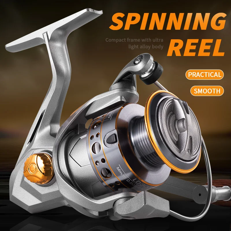 LD Series 5.2:1 Alloy Fishing Reel with Carbon Drag and Wood Handle for Freshwater Saltwater Spinning Fishing