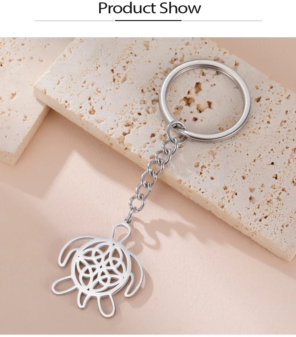 COOLTIME Hohlschildkröte Schlüsselanhänger Edelstahl Celtics Tier Schildkröte Anhänger Schlüsselanhänger Schmuck Geschenk Neu – Detail 8