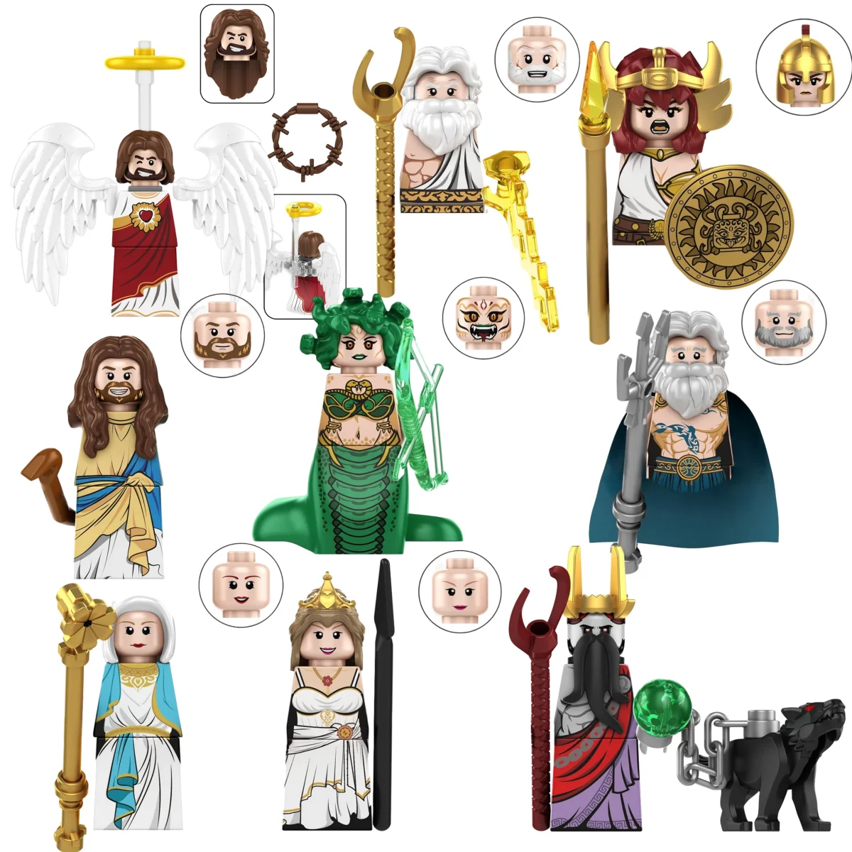 Boîte Mystère TP1044 Mini Figurines Mythologie Grecque Méduse Poséidon Zeus Blocs de Construction Jésus Hades Athéna Modèles de Jouets en Blocs de Construction