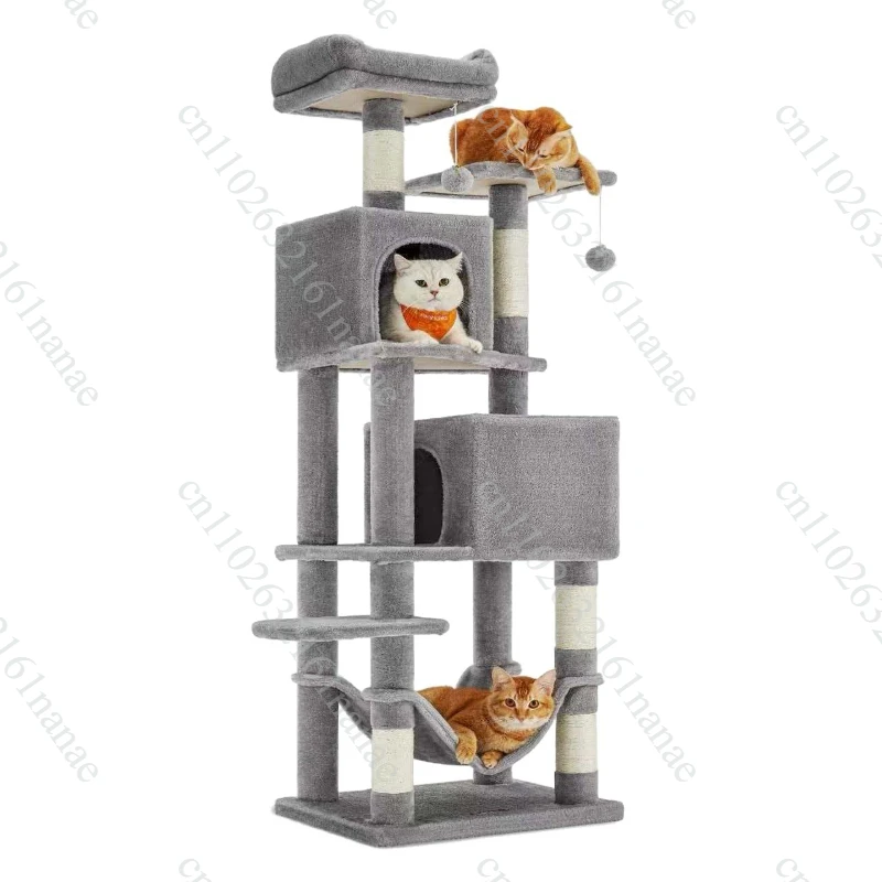 Large Cat Tree Space Saving High Rise Climbing Frame Multi Level Cat Shelf Activity Center Stable Structure 2026 Popular Pet