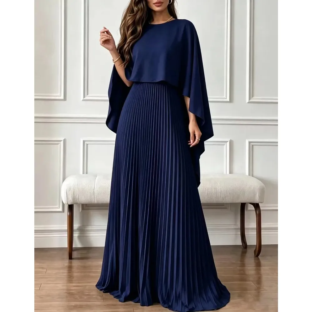Customized A Line Maxi Mother of Birde Dresses 2026 with CapeRuched Women‘s Wedding Party Attire Gowns Elegant Evening Dress