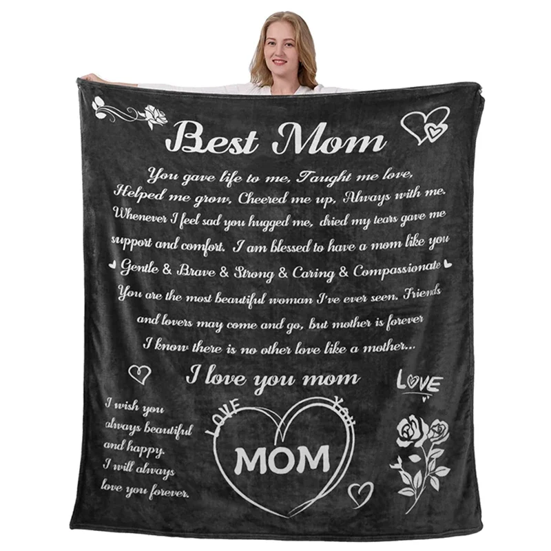 Birthday Gifts for Women, Mom Blanket from Daughter or Son, Valentine Gifts for Mom, Cozy Fleece Throw Blankets, Mom Gifts