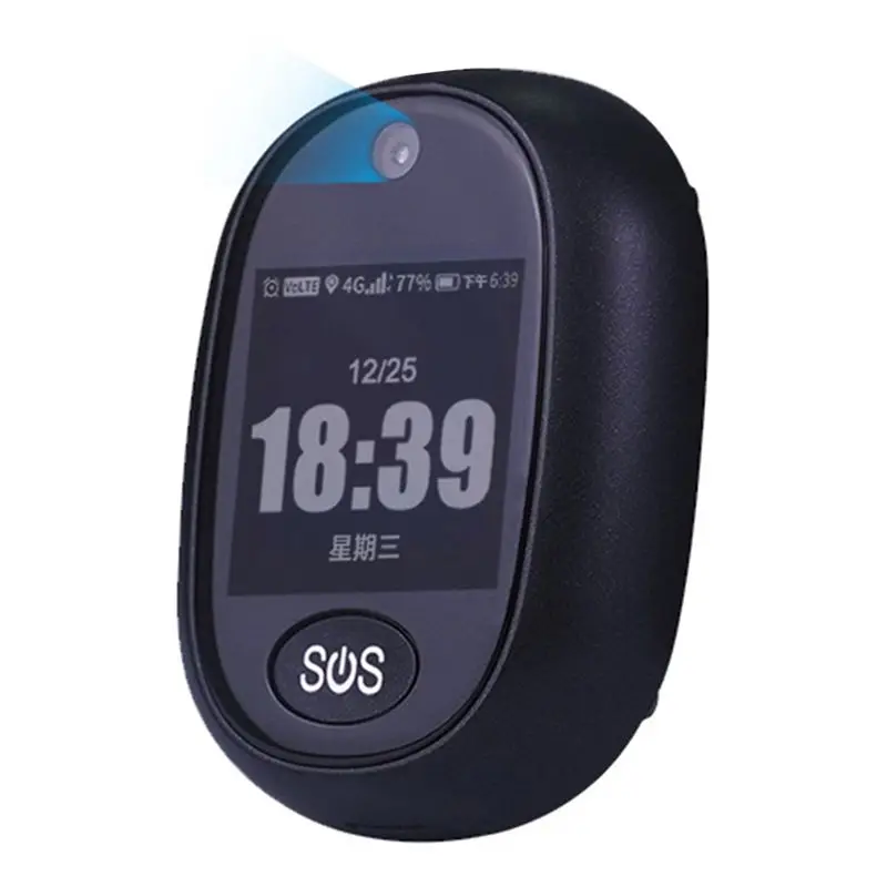 #(Upgraded)4G GPS Tracking Pendant V45 for Kids Elder Mini GPS Personal Tracker Alarm Talking Clock Waterproof(Black)