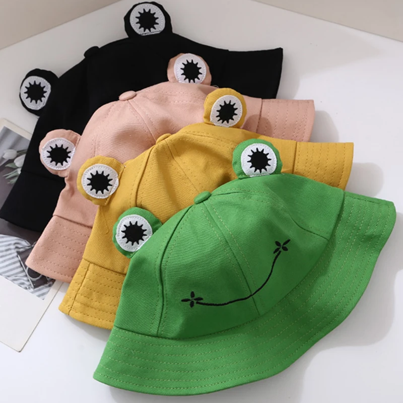 Parent-Kid Cartoon Frog Eyes Bucket Hat Women Summer Autumn Cute Froggy Sun Hats Panama Cap Outdoor Fishing Sunscreen Bob Caps