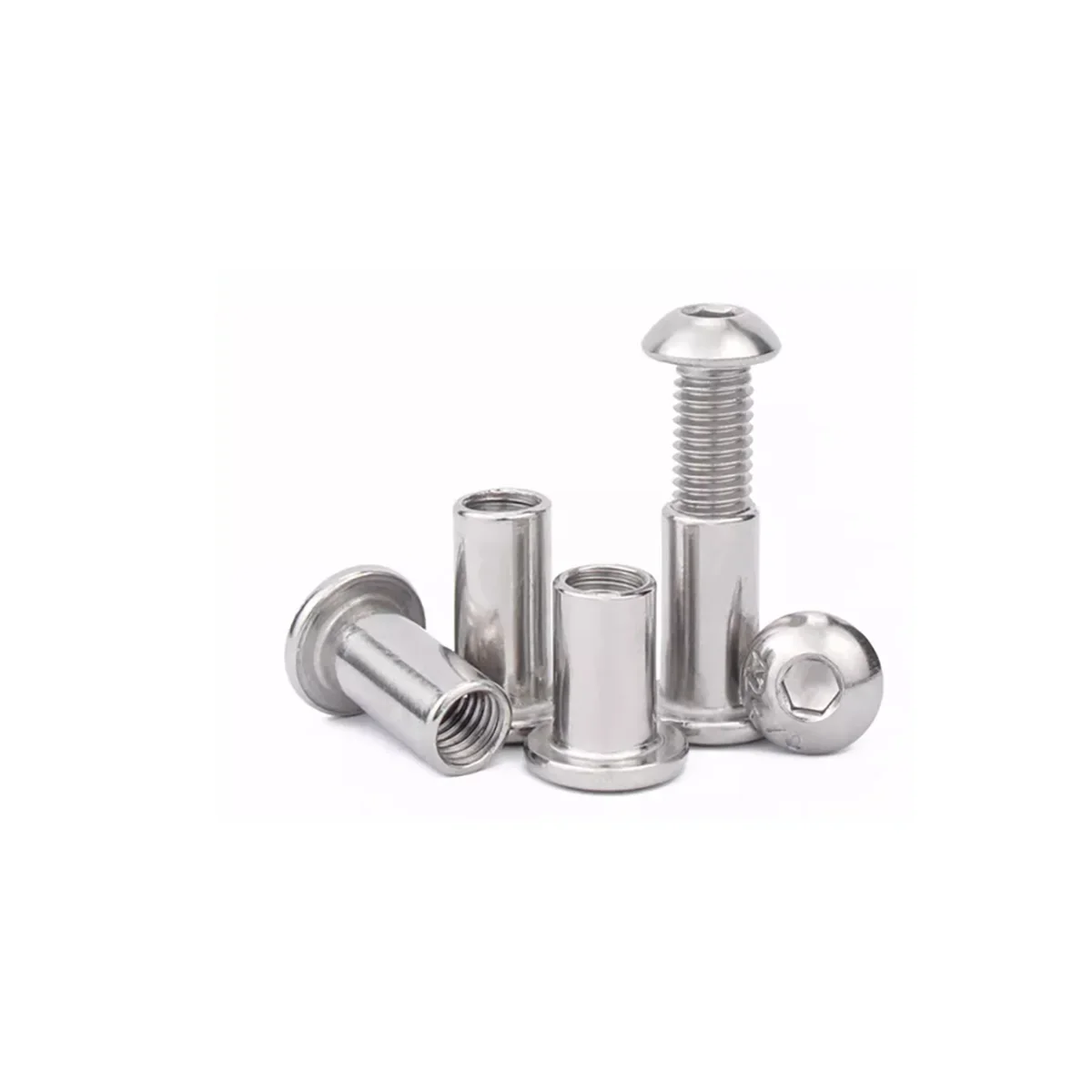 304 Stainless Steel Round Head Hexagonal Locking Screw / Children's Furniture Bed Connecting Bolts M6M8