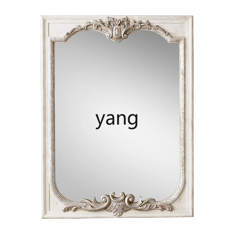 

Yjq Hallway Retro Mirror Wall-Mounted Living Room Background Wall Decorative Mirror Dining Room Square