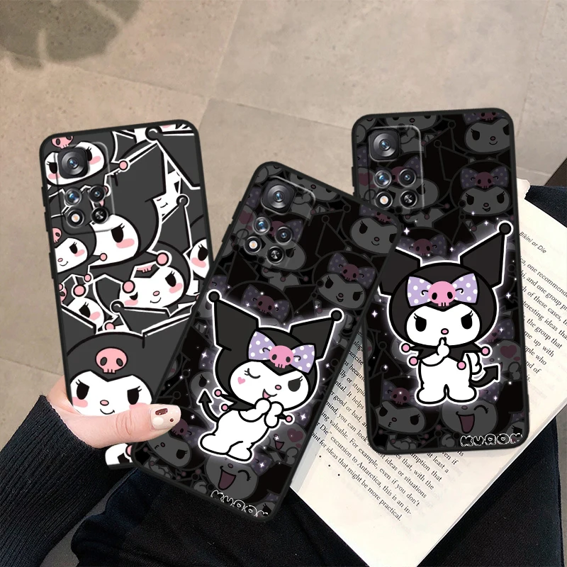 Anime Cute Kuromi Cover For Redmi Note 13 12 11S 11 10S 10 Pro Plus Redmi 13 12C 10C Soft TPU Black Phone Case