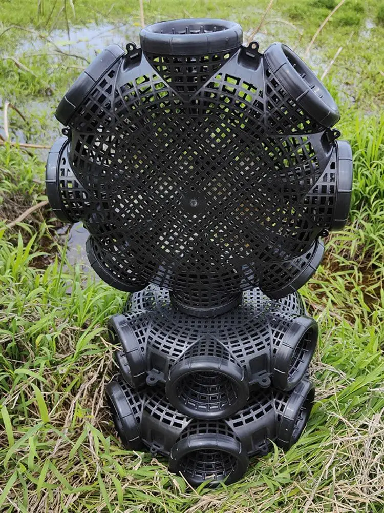 Filet à poisson noir Cage résille sans fin anguille Loach piège Pot de pêche récipient en plastique Durable boue Cage conteneur pièges de pêche