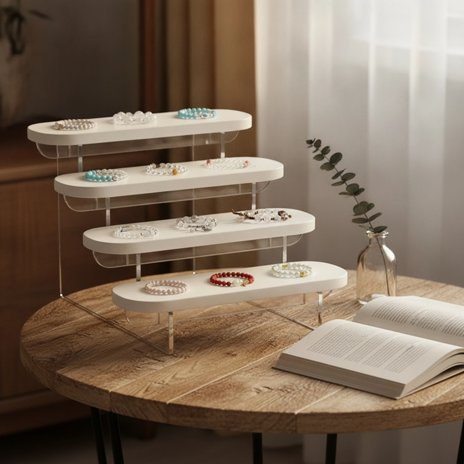 Jewelry Stand Desktop Tiered Riser Organizer Compact Shelf Multiuse for Collectors, Dressing Table, Boutique Counter