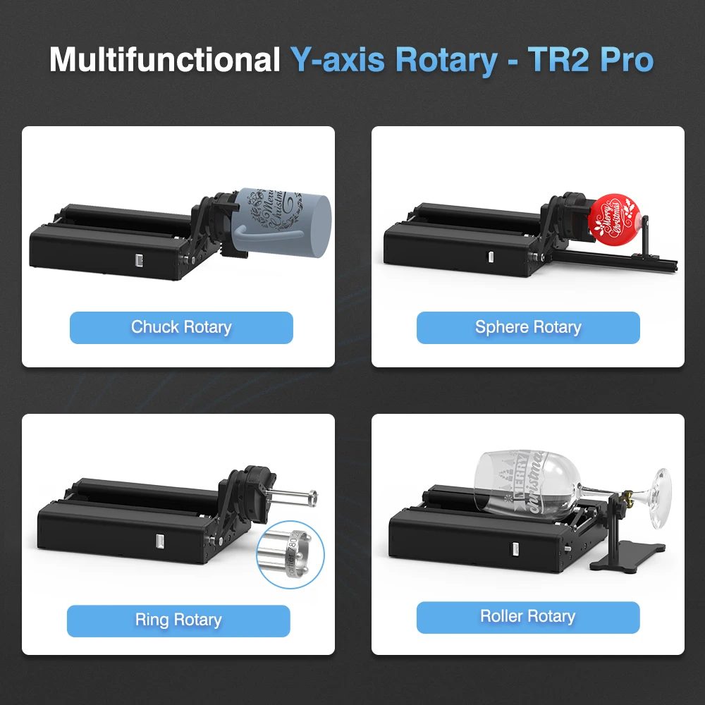 Twotrees TR2 PRO Rotary Roller 360° Y-axis Rotary Roller for Laser Engraving Cutting Machine for Circle Sphere Cylinder/Ring/Cup