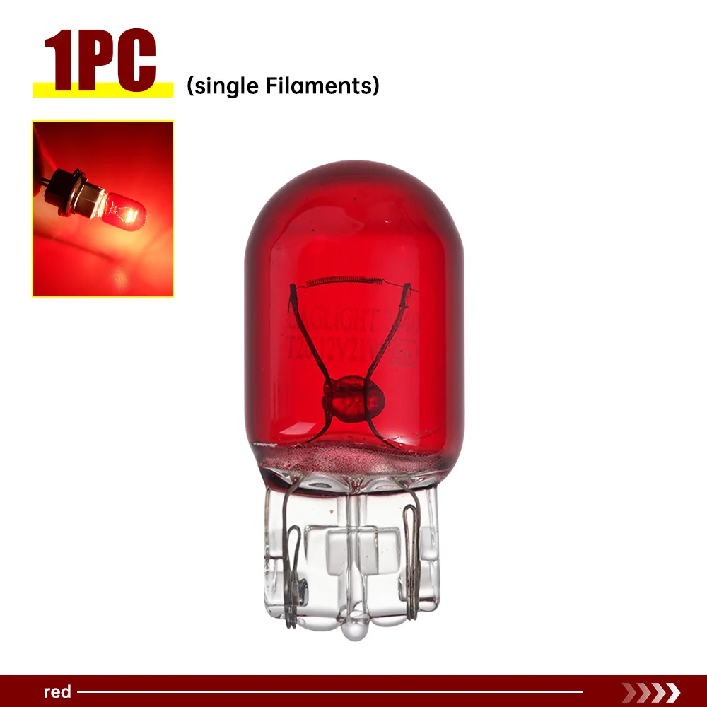 1 قطعة العنبر/الأحمر T20 W21W 7440/7443 12V21W سيارة بدوره إشارة ، مصباح الضباب الخلفي ، لمبة الفرامل ، جودة عالية عكس الضوء