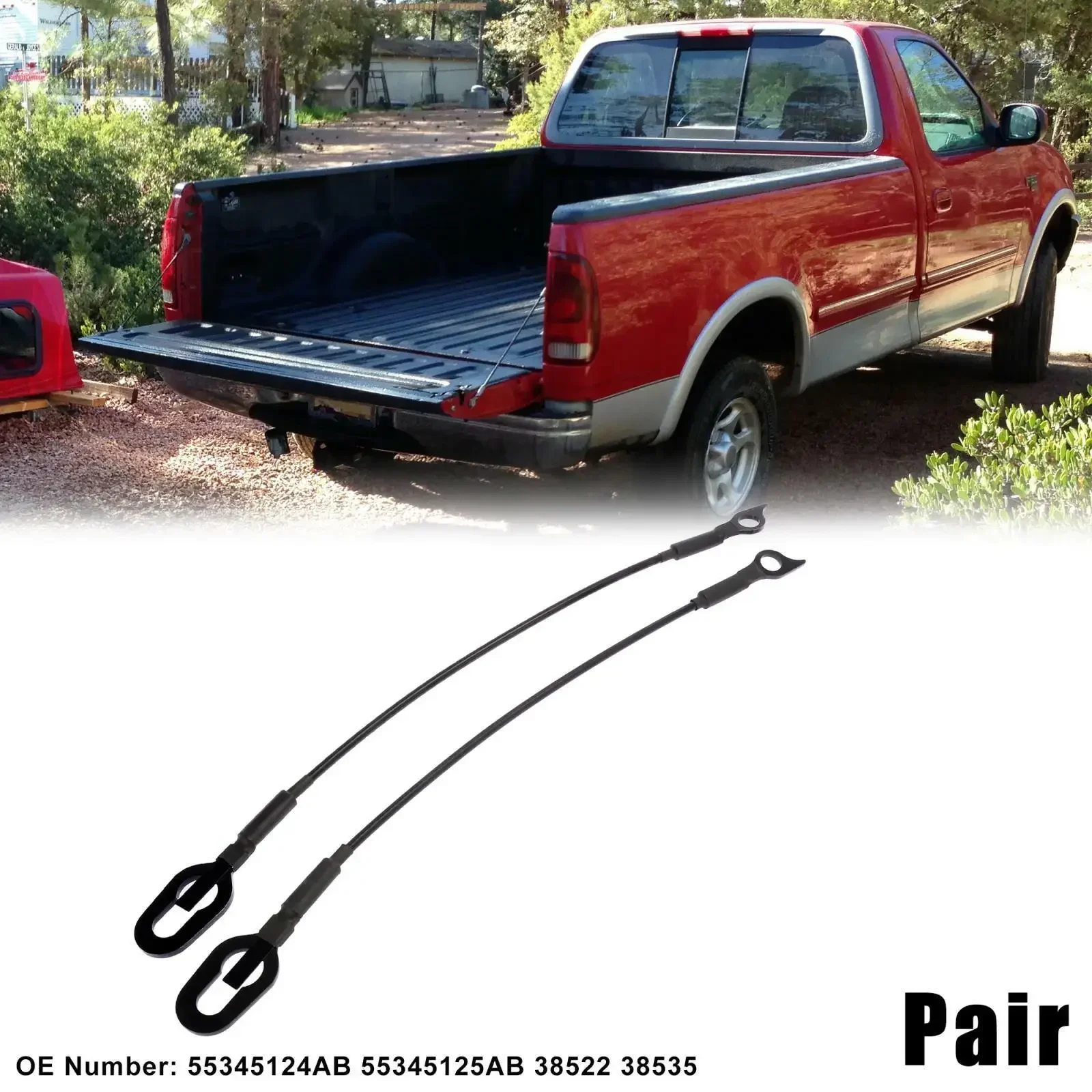 Pair Black Rear Tailgate Cables Support For Dodge For Ram 1500 2500 3500 1994-2002 55345124AB Accessories For Vehicles