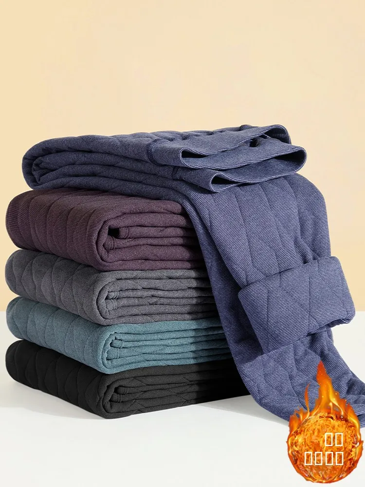 

Men's Winter Thiened Cotton Pants Warmth-Filled Close-Fitting Anti-Cold Long Pants Home Comfortable Underwear Trousers