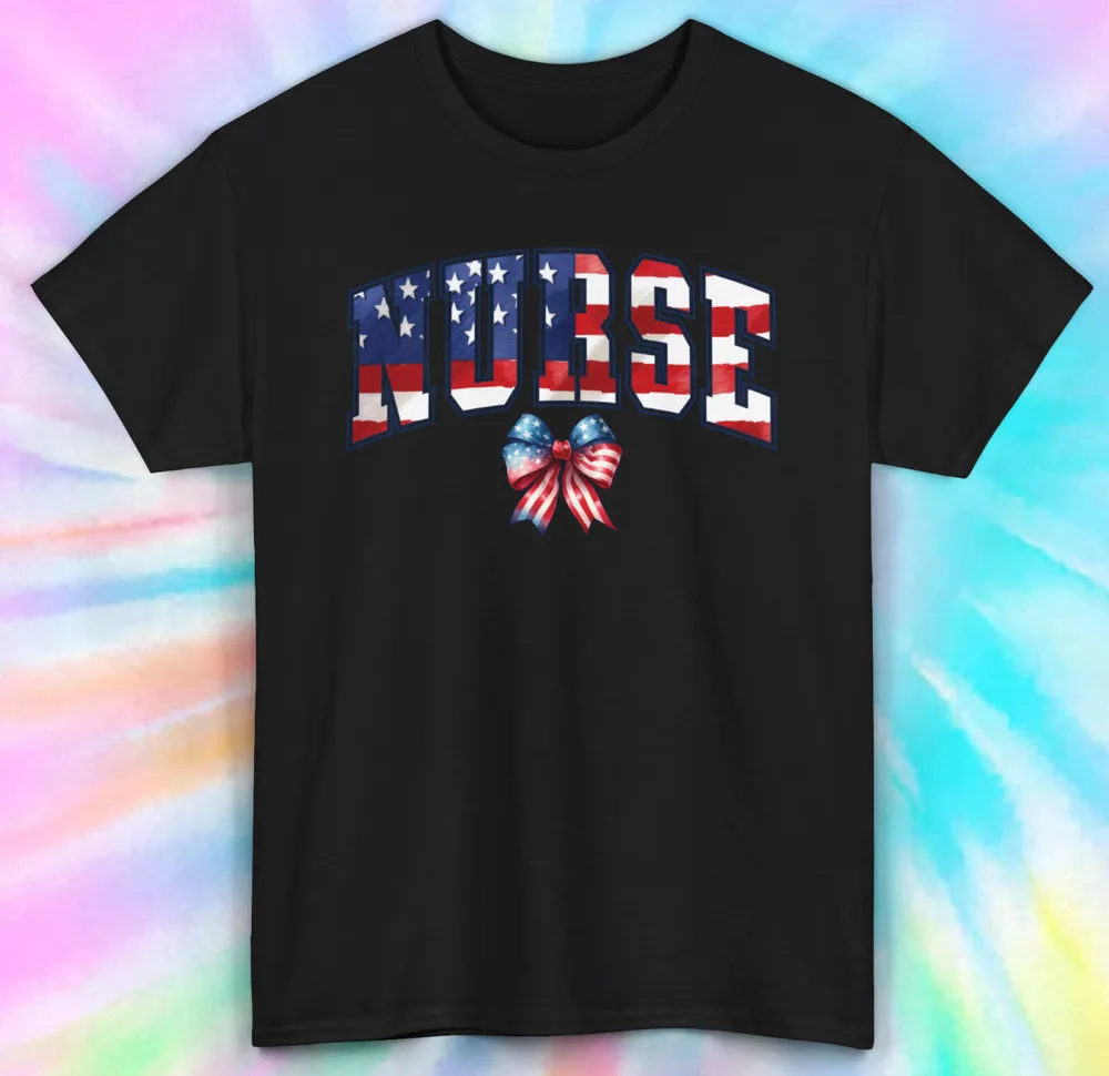 Patriotic Nurse | American Flag Nurse Appreciation Tee For Men Women Summer Tees Cotton Luxury Brand Vintage Oversized