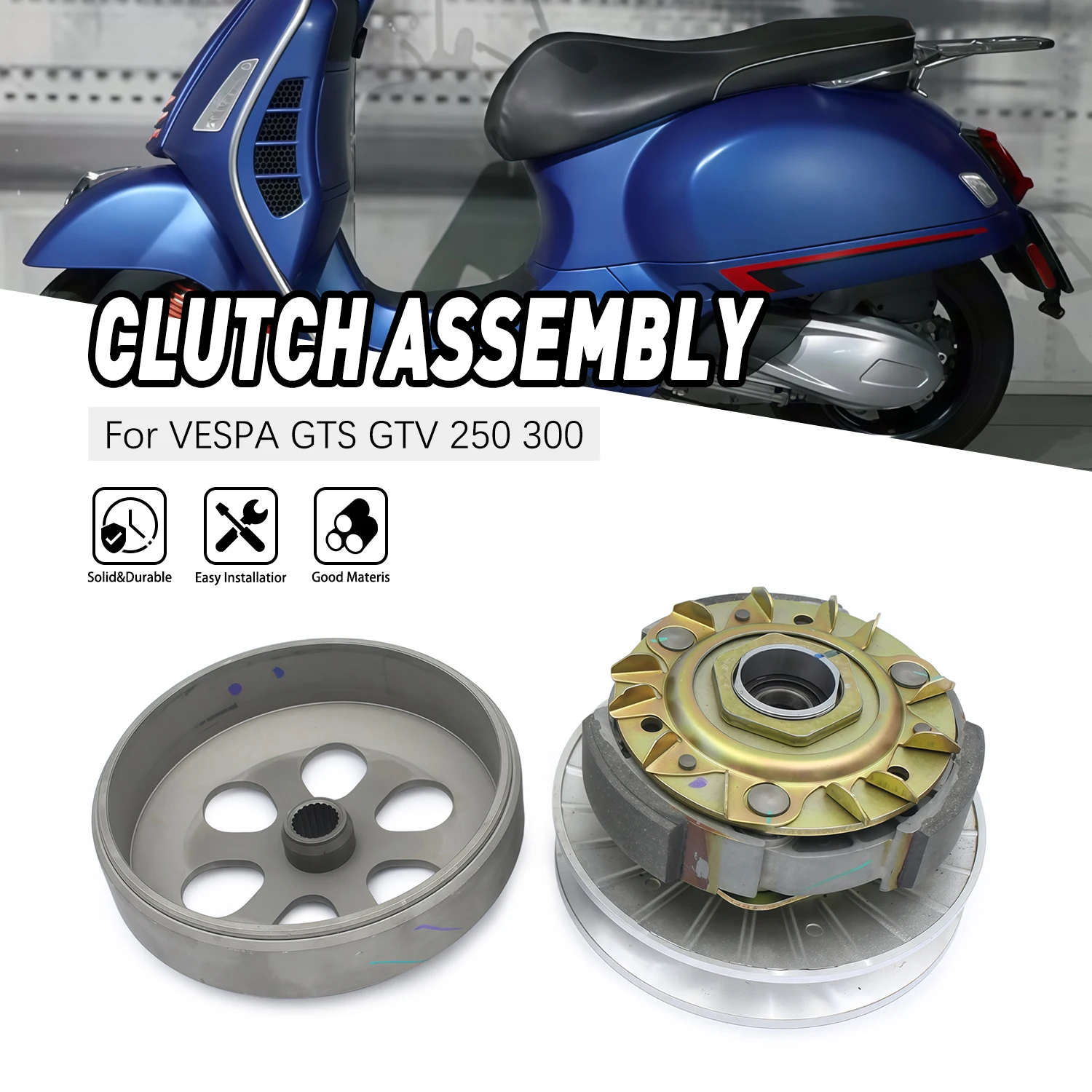 

Pulley Driven Wheel Clutch Assembly Scooter Spare Disc Pressure Plate Parts For Vespa GT GTS GTV 250 300 Super Sport CM316301