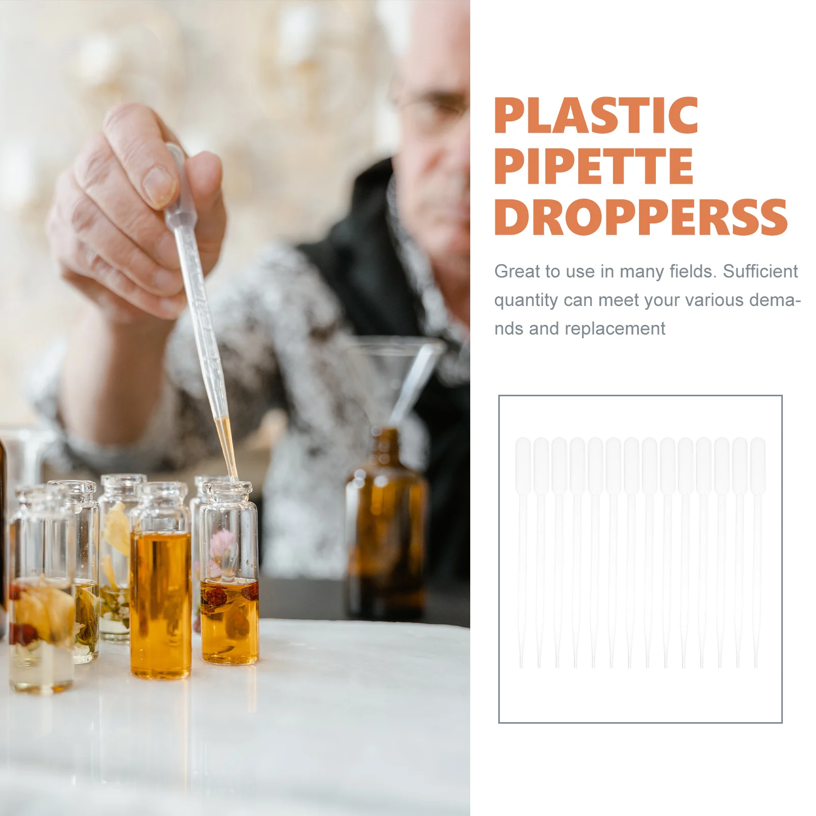 

100Pcs Disposable Pipette Plastic Droppers for Essential Oils Labs Crafts 5ml